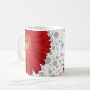 Personalise Polka Dot Red Daisy, change the dot co Coffee Mug