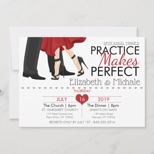 Personalise Practice Make Perfect Rehearsal Dinner Invitation (Front)
