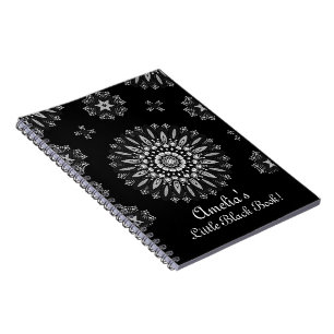 Personalise Pretty Black and White Dot Art Pattern Notebook