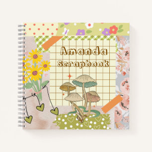 Personalise pretty vintage scrapbooking Mushrooms Notebook