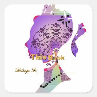 Personalise Princess Profile Bookplate  Square Sticker