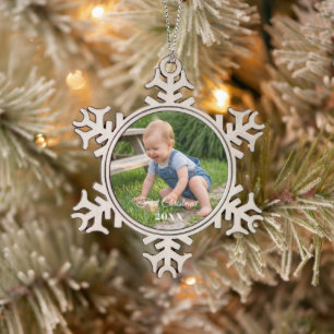 personalise professional Pewter Snowflake Christmas Ornament