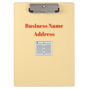 Personalise Promote Business Name Address Cream Clipboard