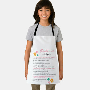 Personalise Psalm 23-NIV Bible Scripture Flowers Apron