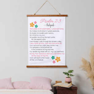 Personalise Psalm 23-NIV Bible Scripture Flowers Hanging Tapestry