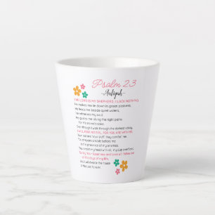 Personalise Psalm 23-NIV Bible Scripture Flowers Latte Mug