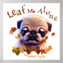 Personalise Pug Puppy Autumn Leaf Quote Cute 