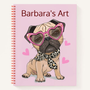 Personalise Pug Sketch Notebook