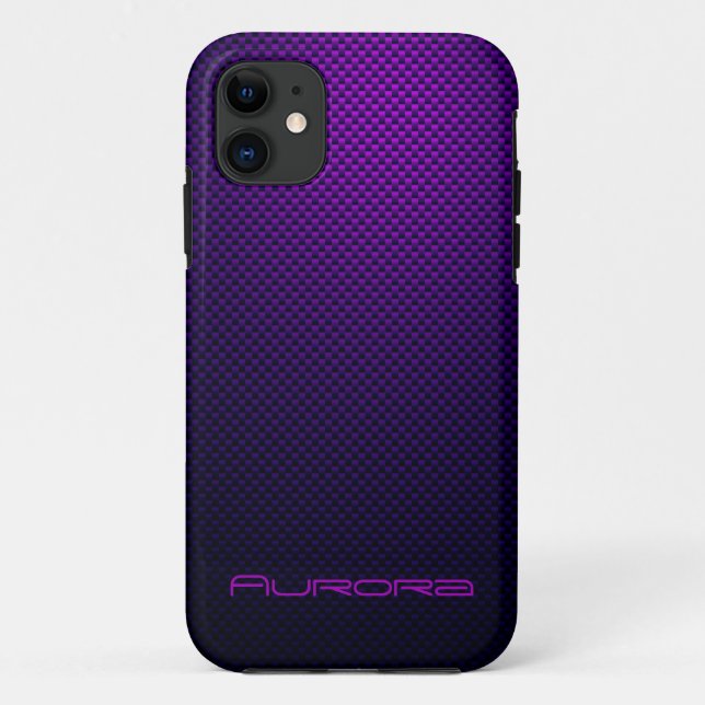 Personalise Purple black carbon fibre patterned Case-Mate iPhone Case (Back)