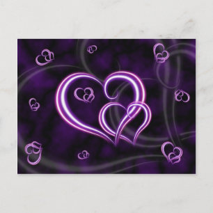Personalise Purple Hearts Elegant Postcard