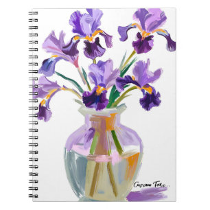 PERSONALISE Purple Iris Flowers in a Vase Notebook