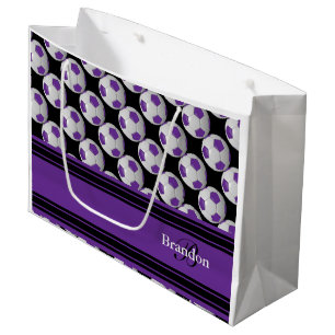 Personalise Purple Soccer Balls Large Gift Bag