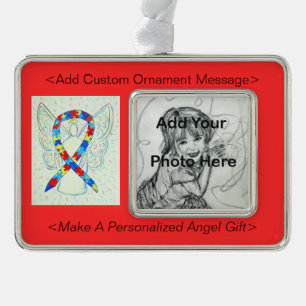 Personalise Puzzle Awareness Ribbon Angel Ornament
