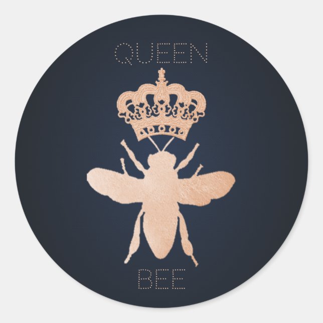 Personalise QUEEN BEE Rose Gold Gift Stickers (Front)