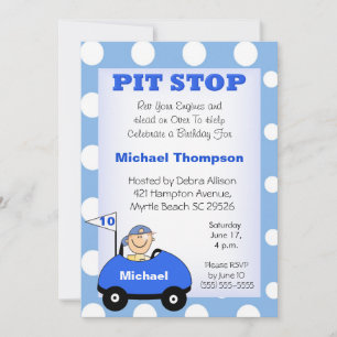 Personalise Race Car Birthday Invitations