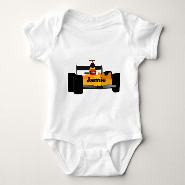 Personalise Race Car Birthday Party Gifts Baby Bodysuit (Front)