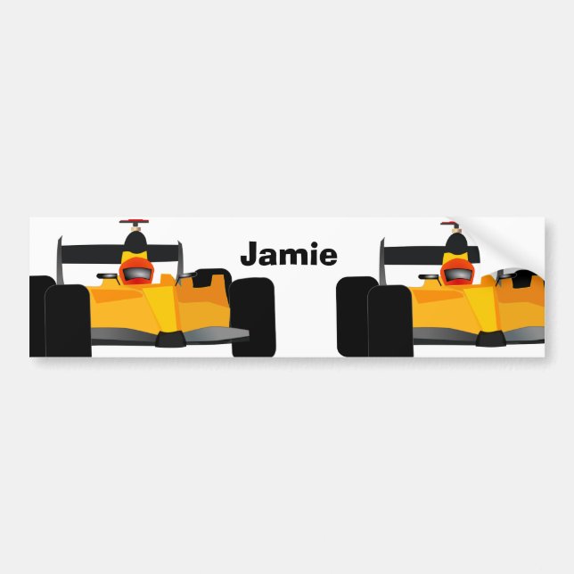Personalise Race Car Birthday Party Gifts Bumper Sticker (Front)