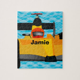 Personalise Race Car Birthday Party Gifts Jigsaw Puzzle