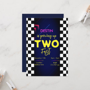 Personalise racing two fast birthday invitation