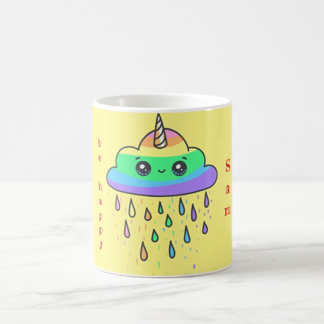 Personalise Rainbow Cloud Unicorn Coffee Mug (Center)