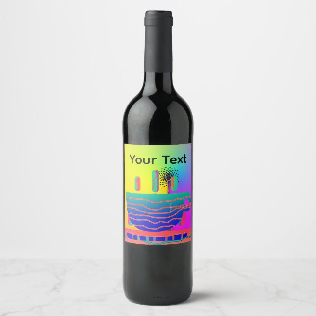 Personalise Rainbow Geo Coffee Cup  Wine Label (Front)