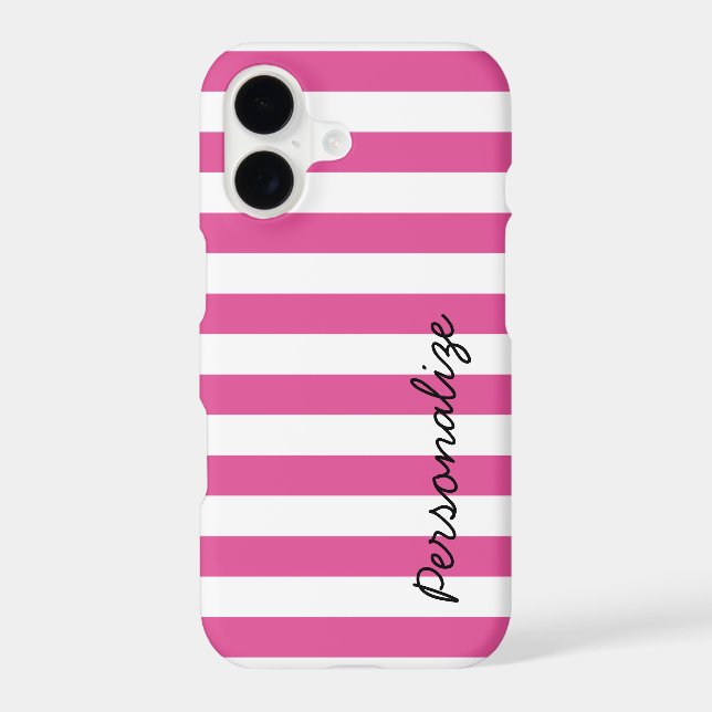 Personalise Raspberry Pink Striped Pattern (Back)