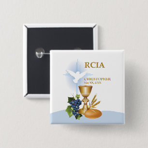 Personalise, RCIA Congrats Catholic Sacrament 15 Cm Square Badge