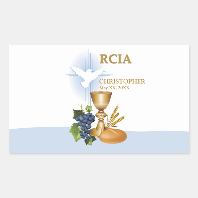 Personalise, RCIA Congrats Catholic Sacrament Rectangular Sticker (Front)