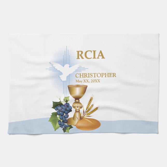 Personalise, RCIA Congrats Catholic Sacrament Tea Towel (Horizontal)