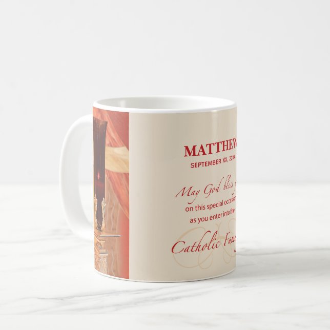 Personalise, RCIA Congratulations, Catholic, Red Coffee Mug (Front Left)