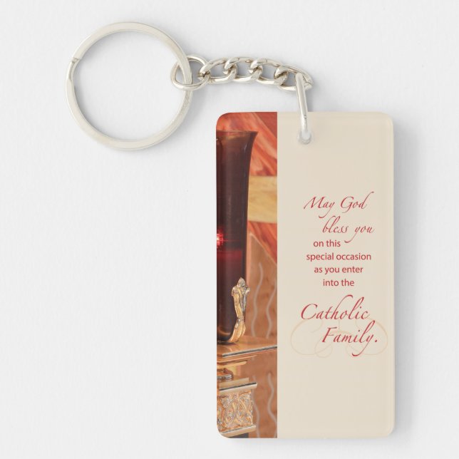 Personalise, RCIA Congratulations, Catholic, Red Key Ring (Front)
