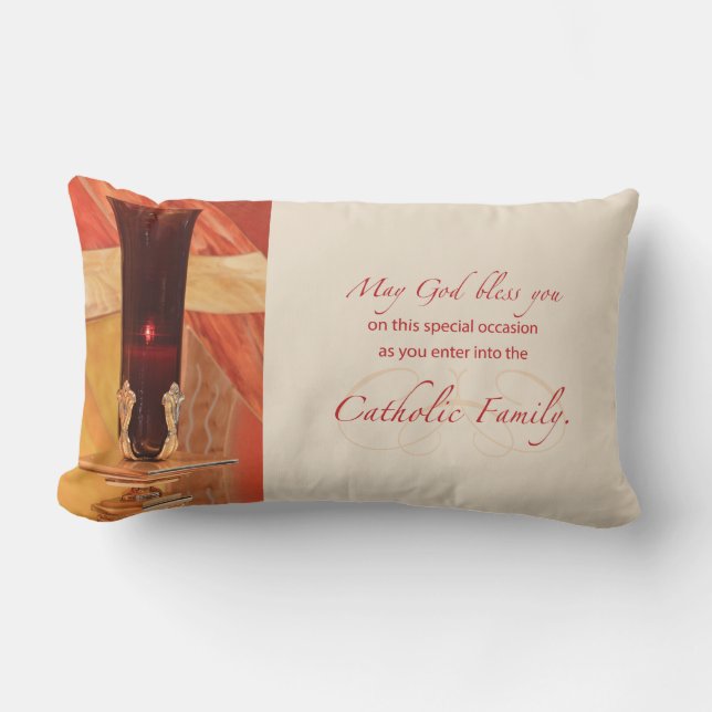 Personalise, RCIA Congratulations, Catholic, Red Lumbar Cushion (Front)