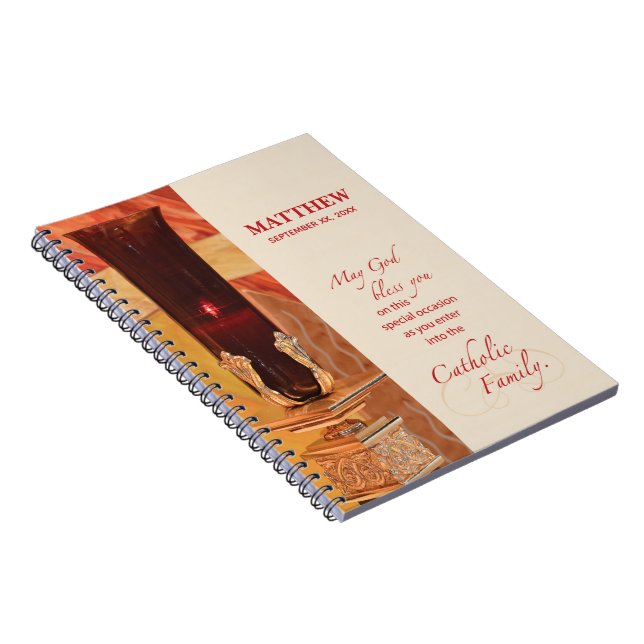 Personalise, RCIA Congratulations, Catholic, Red Notebook (Right Side)