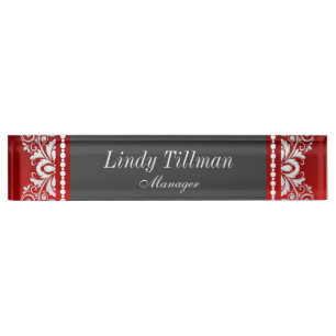 Personalise, Red and Black Lace Nameplate