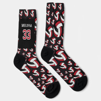 Personalise Red, Black and White Volleyball Socks