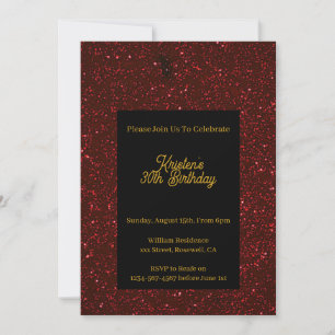 Personalise Red Glitter Birthday Invitation