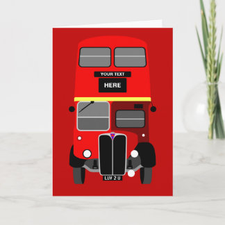 Personalise Red London Double Decker Bus Birthday Card