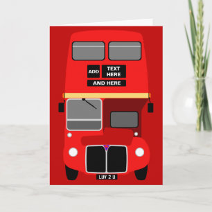 Personalise Red London Double Decker Bus Birthday Card