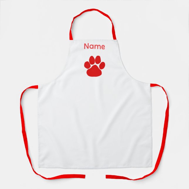 Personalise Red Paws Logo Apron (Front)