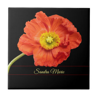 Personalise Red poppy flower Ceramic Tile