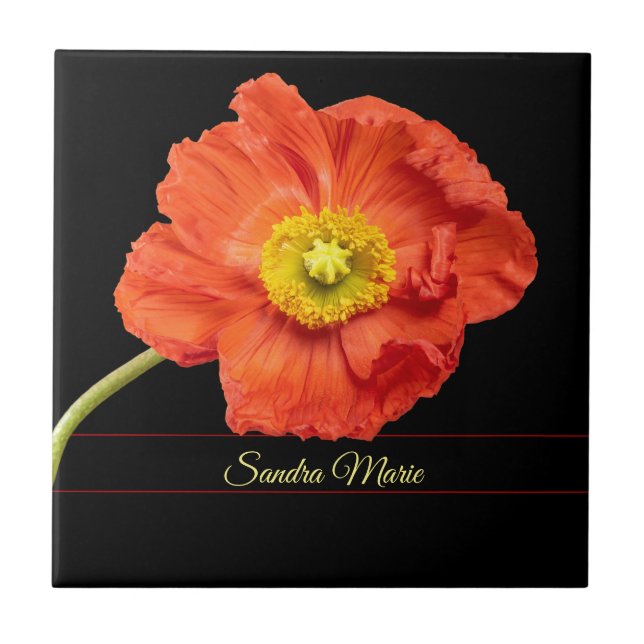Personalise Red poppy flower Ceramic Tile (Front)