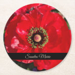 Personalise Red poppy flower  Round Paper Coaster<br><div class="desc">Personalise Red poppy flower Round Paper Coaster</div>
