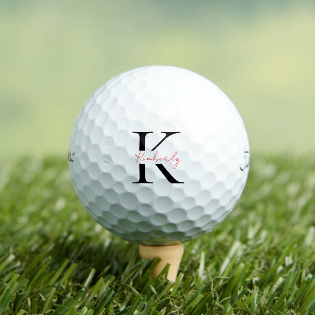 Personalise Red Script Name Titleist Pro V1 Golf Balls (Insitu Tee)