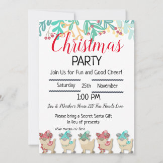 Personalise Reindeer, Christmas Party Invitation