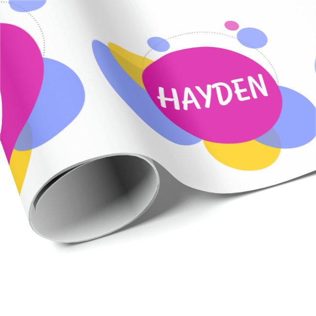 Personalise Repeat Name and Age Kids Wrapping Paper (Roll Corner)