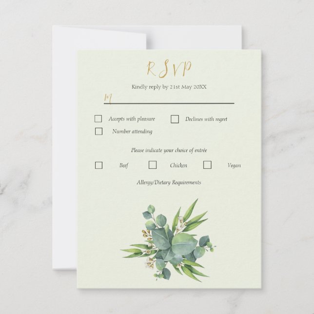 Personalise Response Card Eucalyptus bouquet (Front)