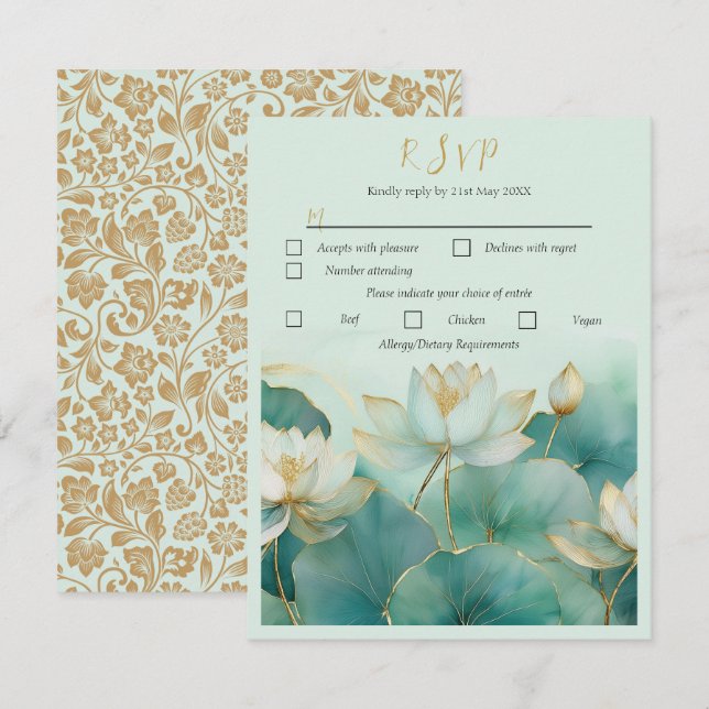 Personalise Response Card Lotus flower (Front/Back)