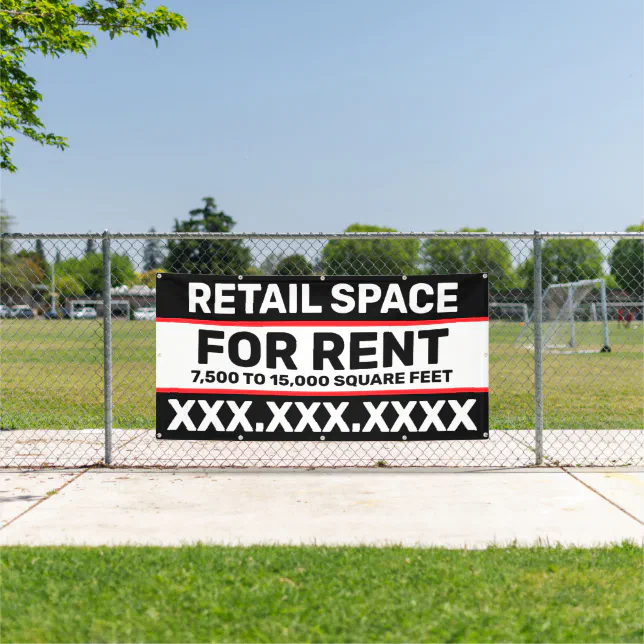 Shop For Rent Banner Personalise Retail Space For Rent Square Footage Banner | Zazzle