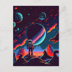 Personalise - Retro 8Bit Space Astronaut Postcard