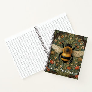 Personalise retro bumblebee boho botanical floral  notebook